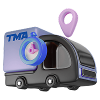 Servicio de courier Ecuador con rastreo en tiempo real Camión de entregas con ícono de ubicación para servicio courier en Ecuador